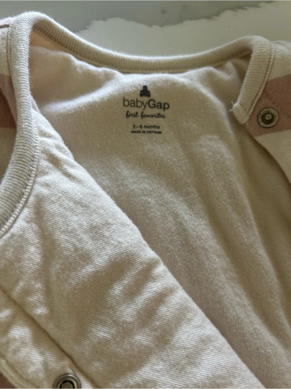 GAP Pink and Cream Striped Footed Onepiece